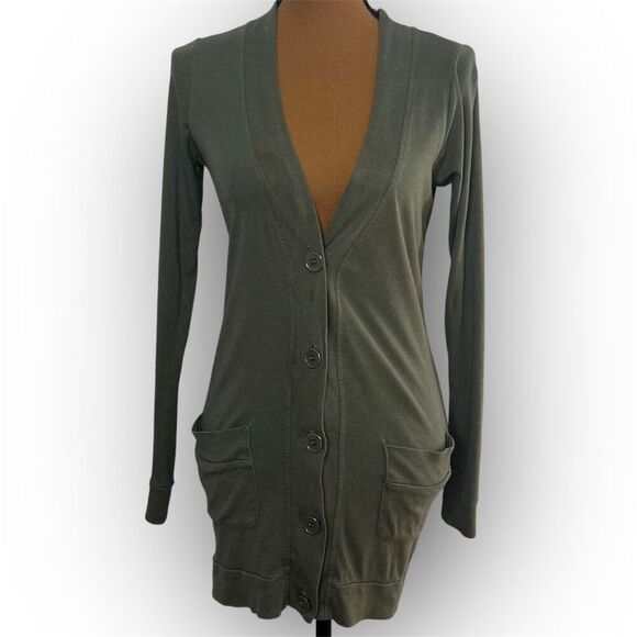 Pink Rose, Olive Green Button Front Cardigan, Button Cinched Back, Women’s Small - Picture 13 of 13